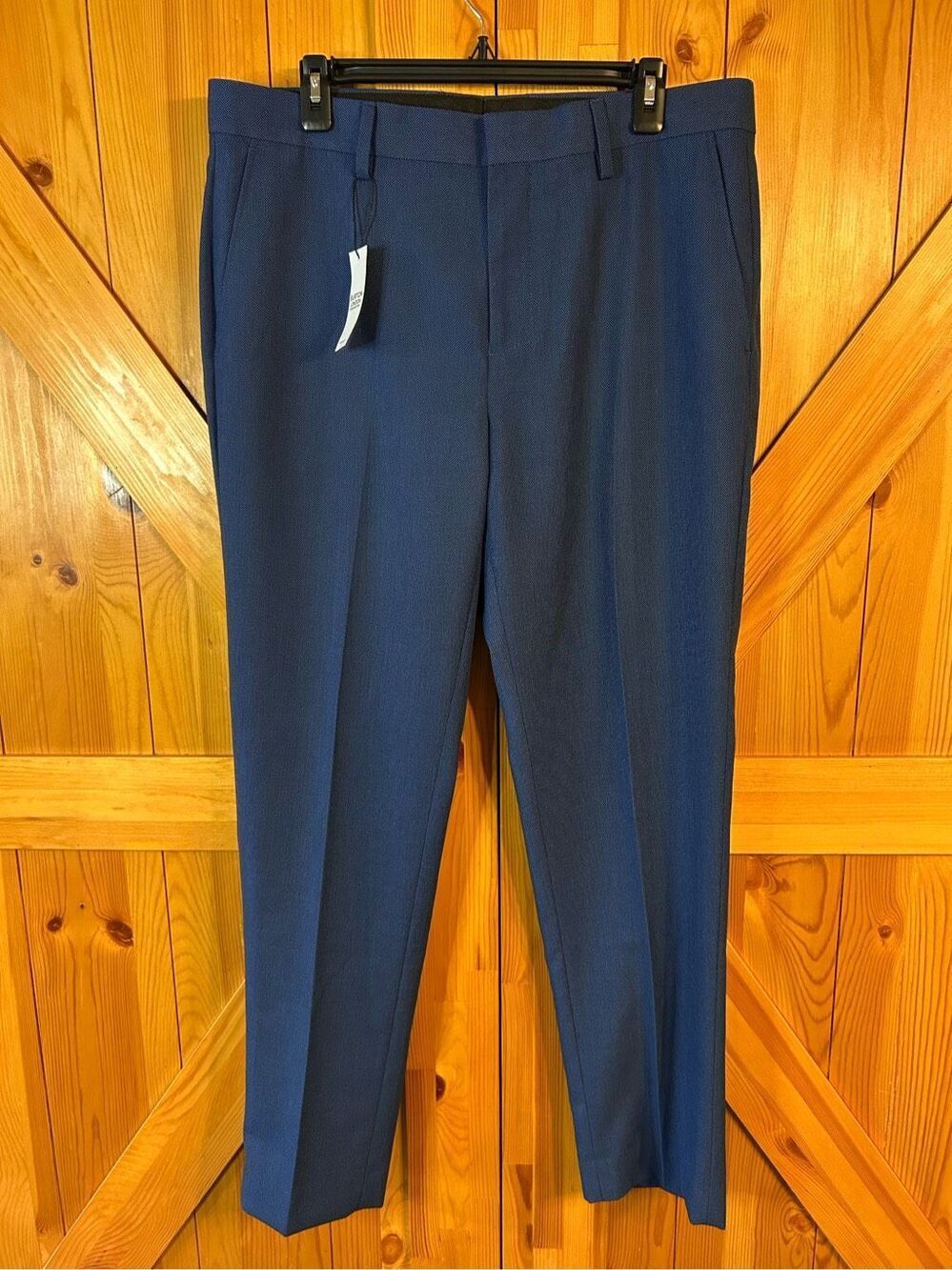 Burton London Blue Birdseye Suit Trousers Slim Fit Workwear Dress Pants Size 36R